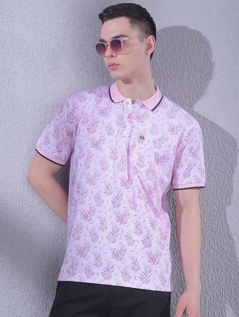 men printed short sleeve regular fit polo t-shirt