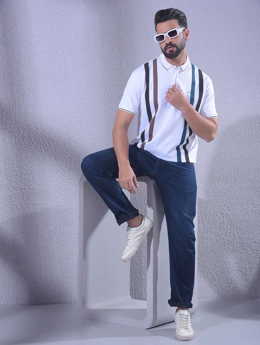 men striped short sleeve regular fit polo t-shirt - 22336020 -  Standard Image - 5