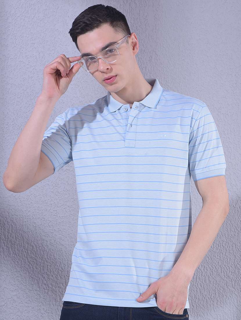 men striped short sleeve regular fit polo t-shirt