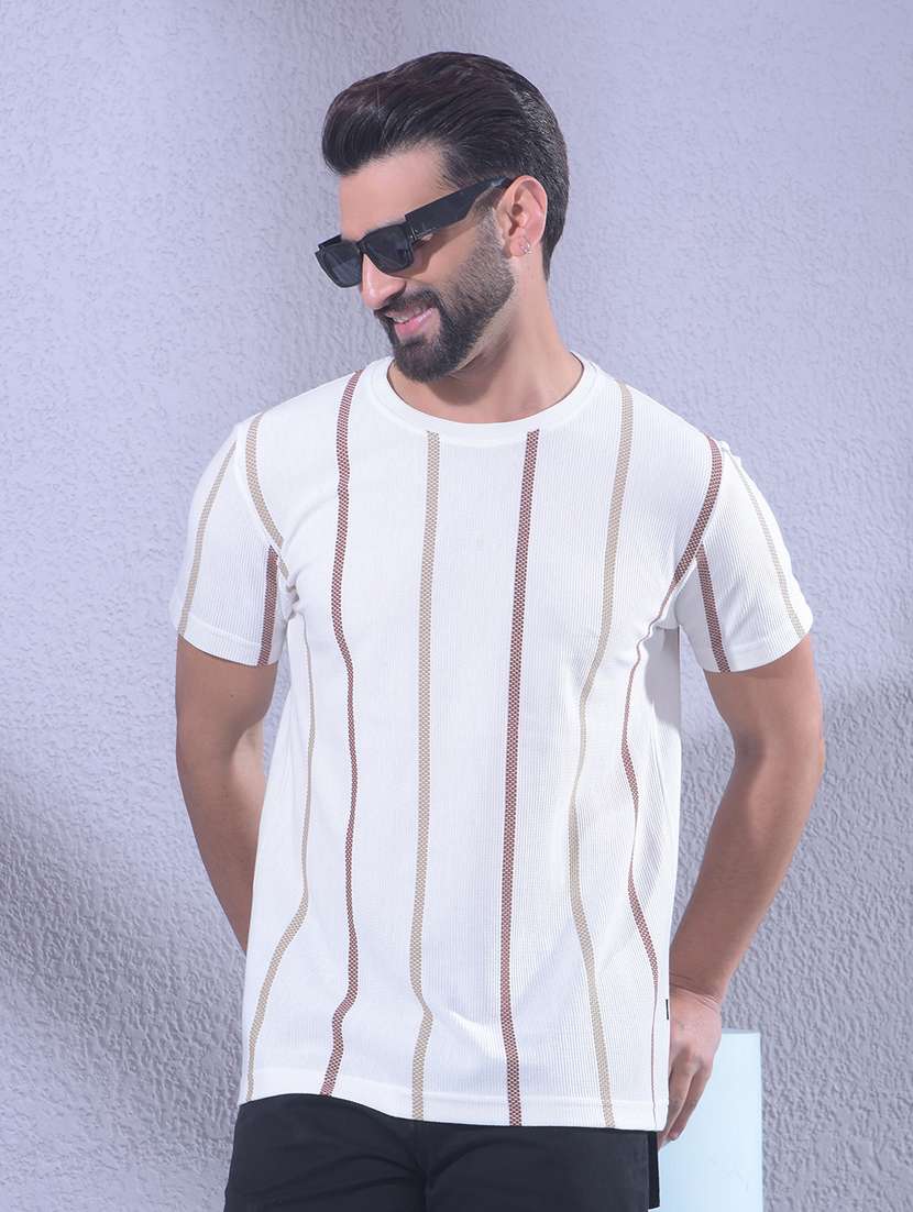 men striped short sleeve slim fit t-shirt