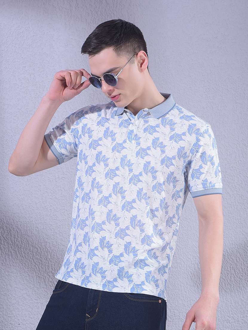 men printed short sleeve regular fit polo t-shirt