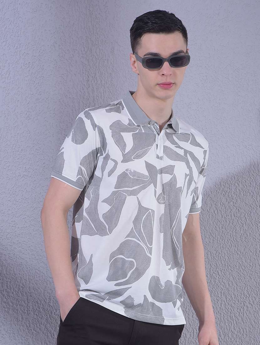 men printed short sleeve regular fit polo t-shirt
