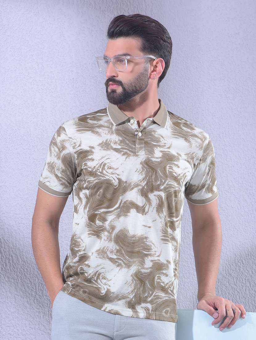 men printed short sleeve regular fit polo t-shirt