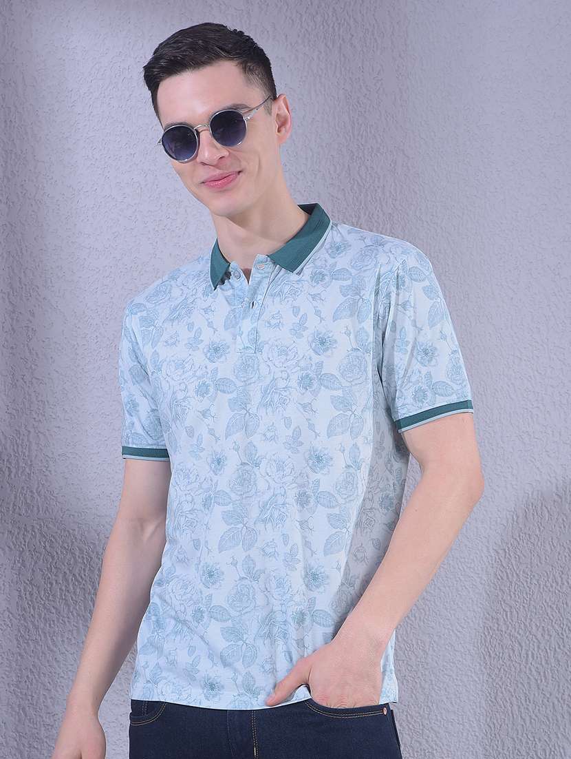 men printed short sleeve regular fit polo t-shirt