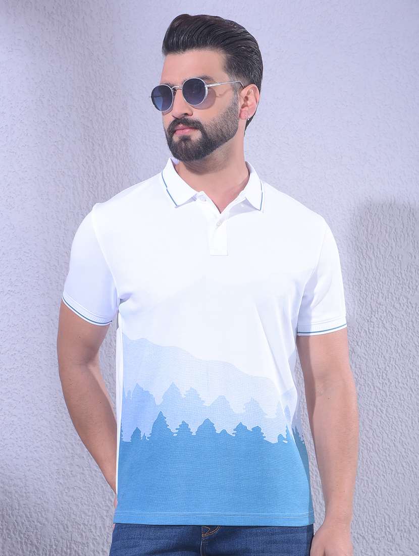 men printed short sleeve regular fit polo t-shirt