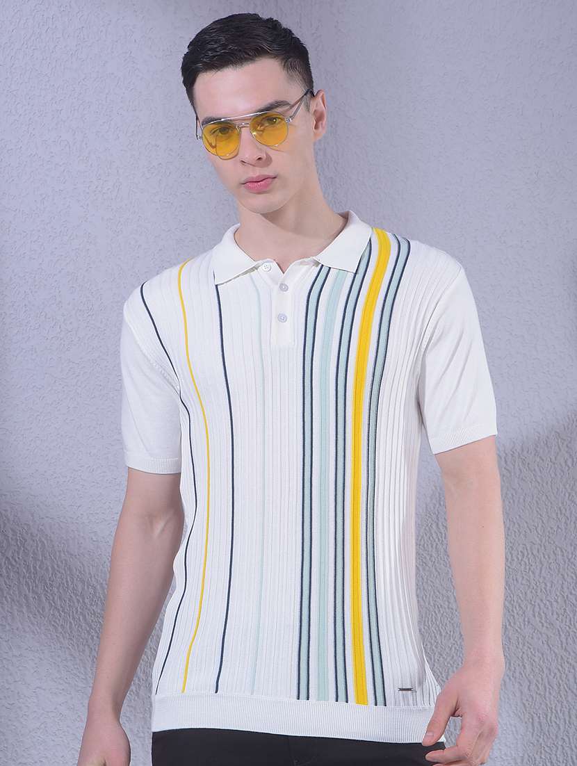 men striped short sleeve regular fit polo t-shirt