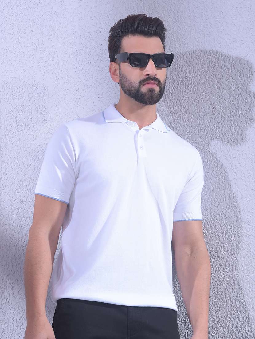 men solid short sleeve slim fit polo t-shirt