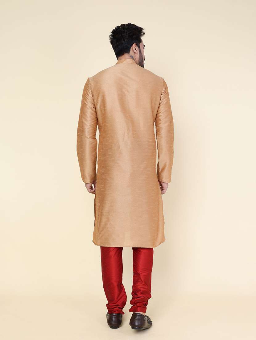 Men Solid Mandarin Neck Kurta Churidar Ethnic Wear Set - 22336121 -  Standard Image - 3