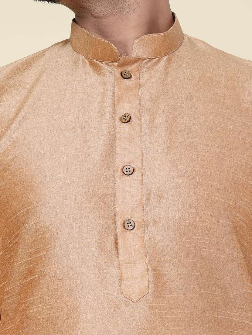 Men Solid Mandarin Neck Kurta Churidar Ethnic Wear Set - 22336121 -  Standard Image - 5