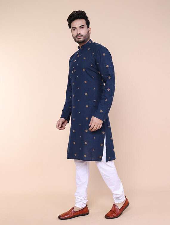 men printed mandarin neck kurta churidar ethnic wear set - 22336125 -  Standard Image - 3