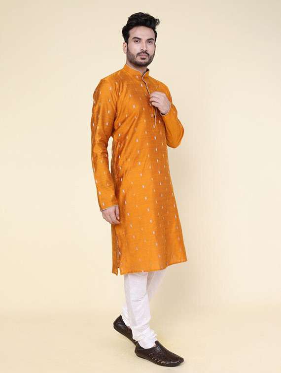 men self design mandarin neck kurta churidar ethnic wear set - 22336126 -  Standard Image - 3