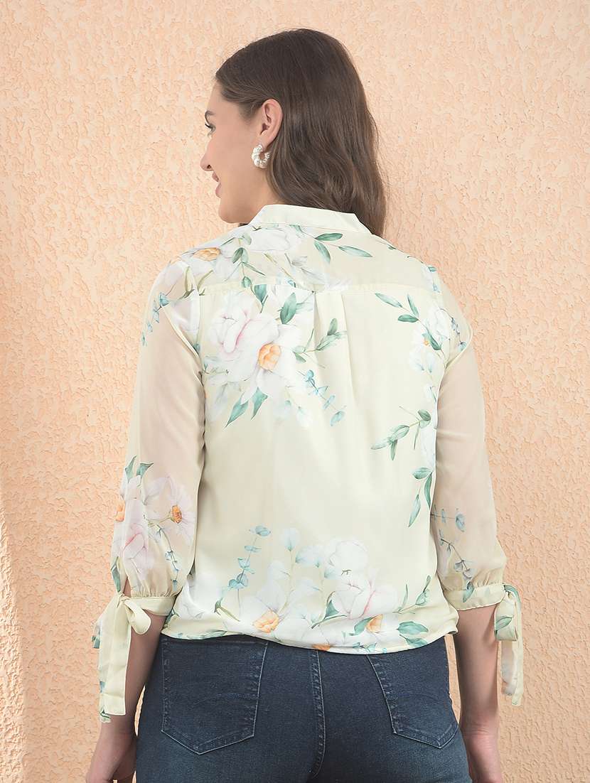 women floral print three quarter sleeve top - 22336138 -  Standard Image - 3