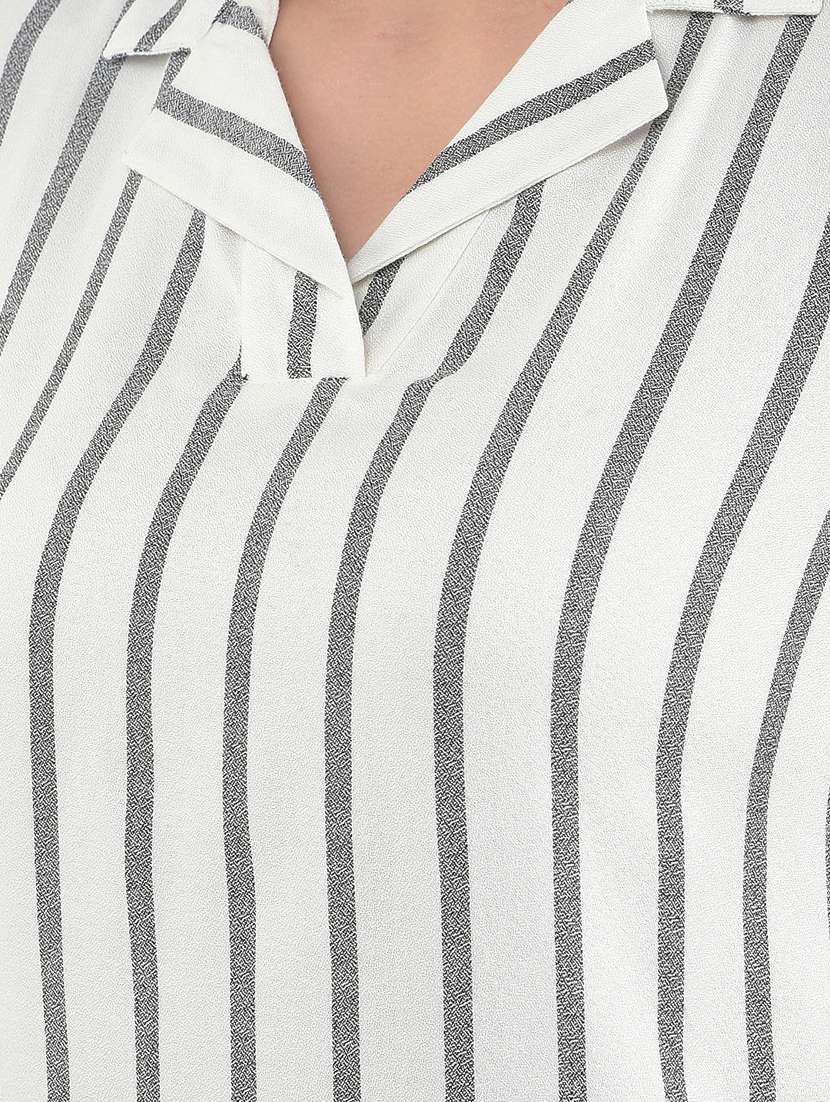 women striped three quarter sleeve top - 22336140 -  Standard Image - 5