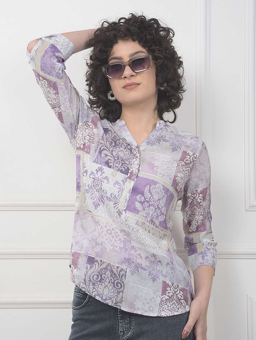 women printed three quarter sleeve top