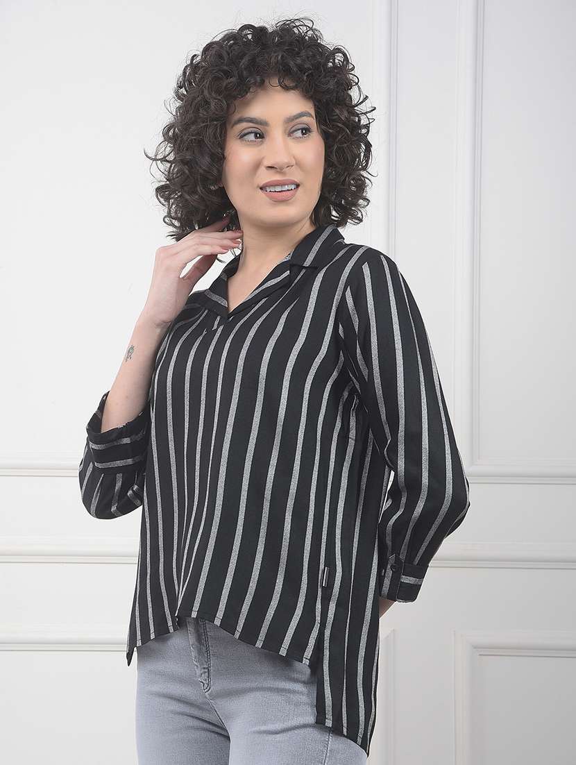 women striped three quarter sleeve top