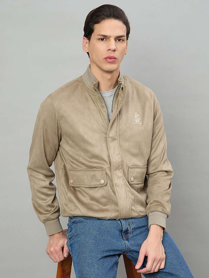 men solid long sleeve casual jacket