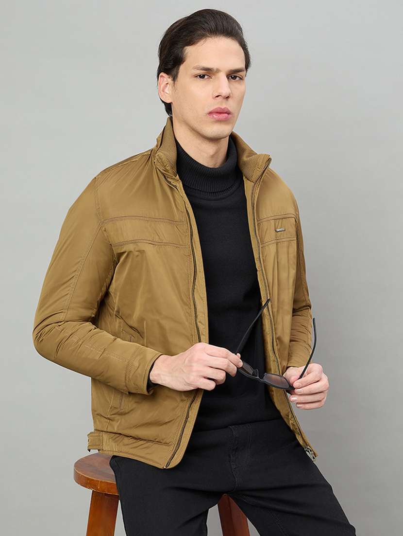 men solid long sleeve bomber jacket