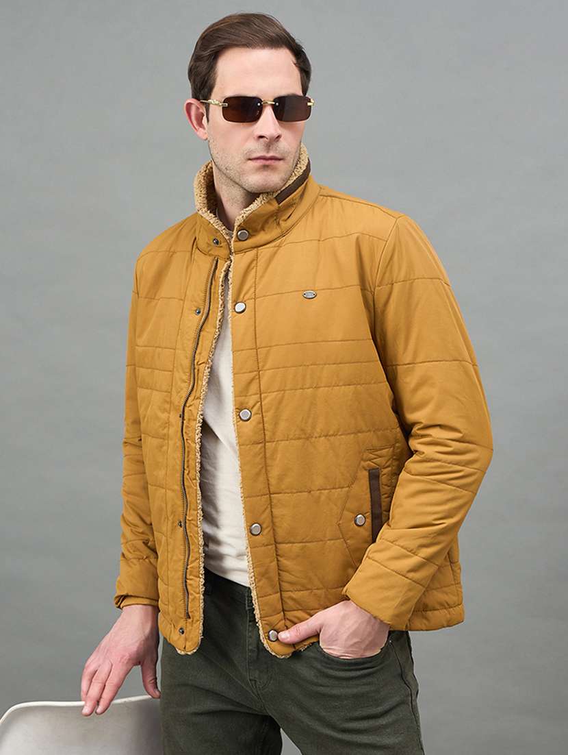 men solid long sleeve puffer jacket