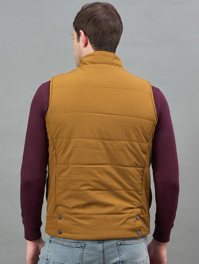 men solid sleeveless bomber jacket - 22336172 -  Standard Image - 3