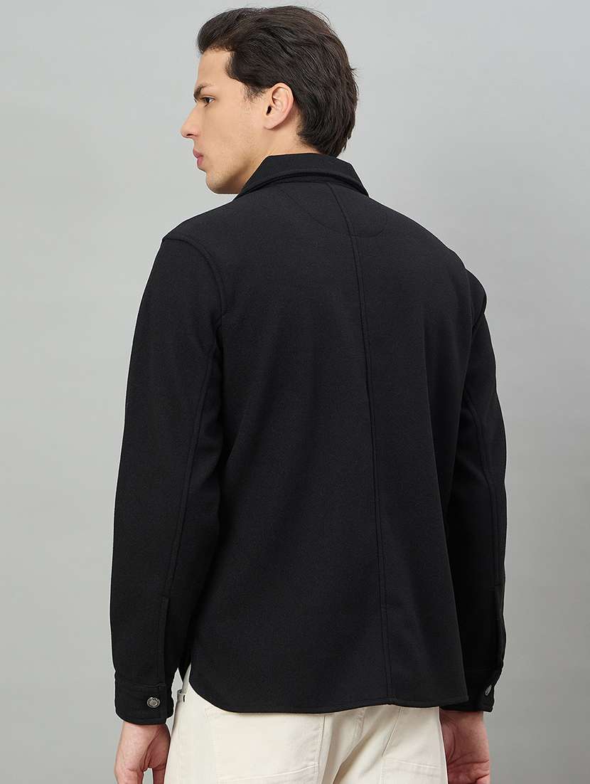 men solid long sleeve regualr fit shacket - 22336173 -  Standard Image - 3