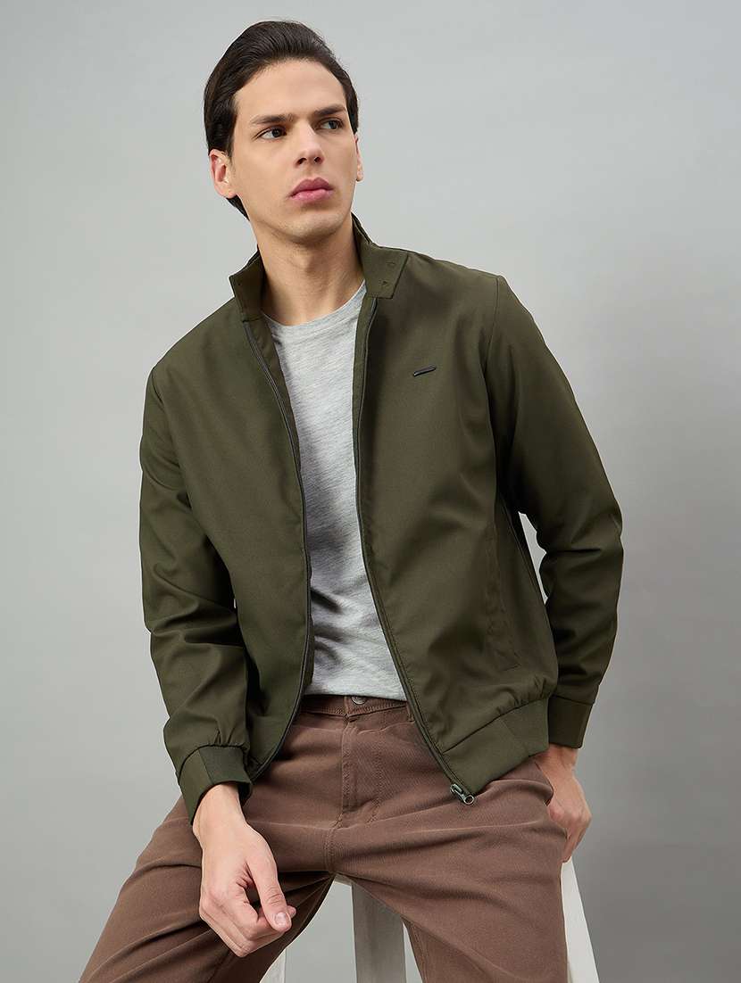 men solid long sleeve regular fit casual jacket