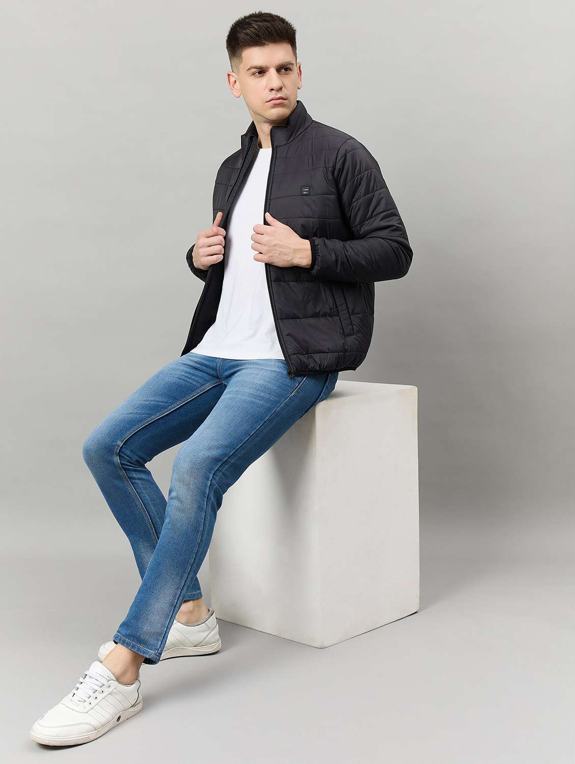 men solid long sleeve puffer jacket - 22336185 -  Standard Image - 3