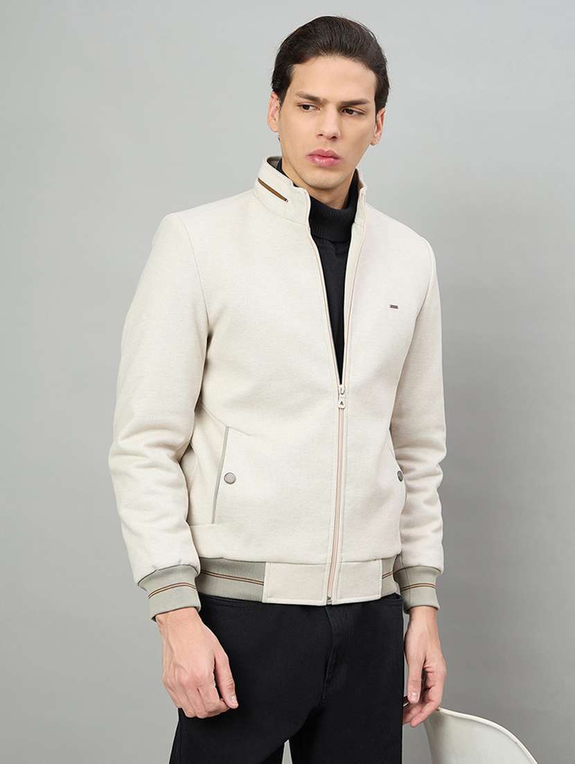 men solid long sleeve bomber jacket