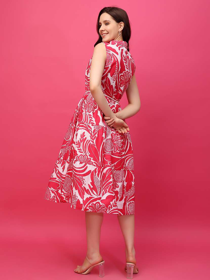 pink cotton fit & flare dress - 22336306 -  Standard Image - 3