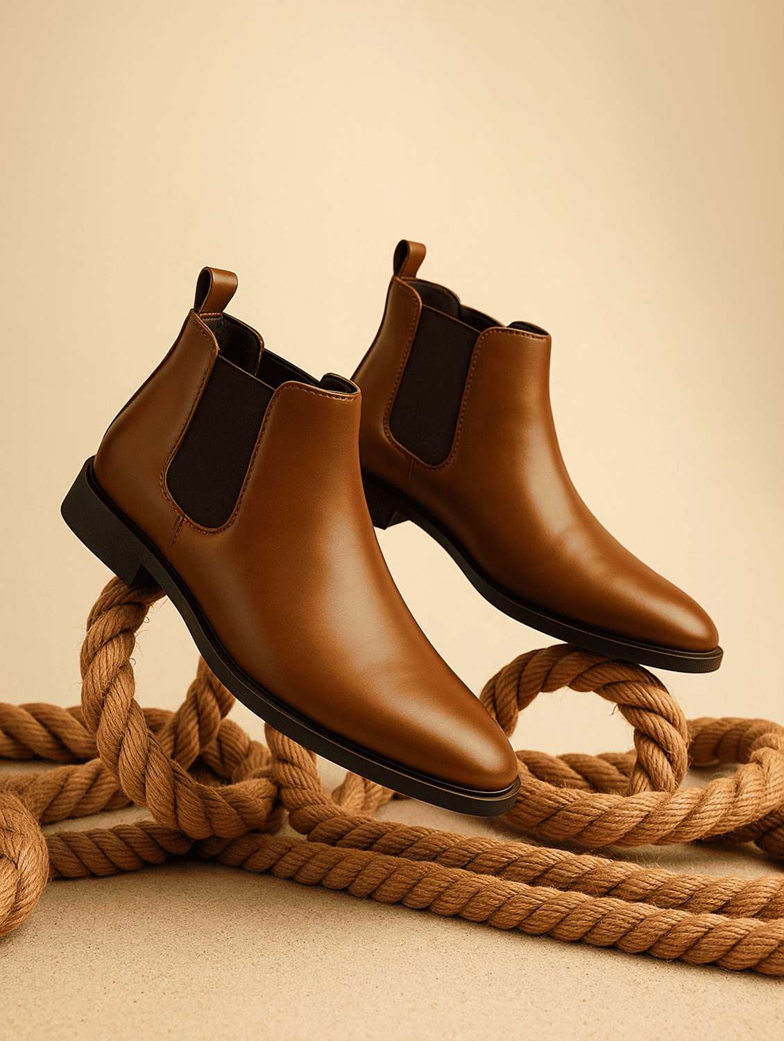 men tan slip on boot