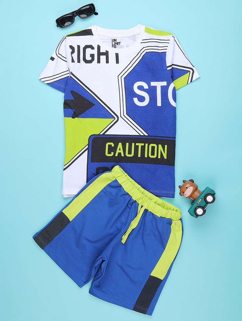 boys printed short sleeve twin set