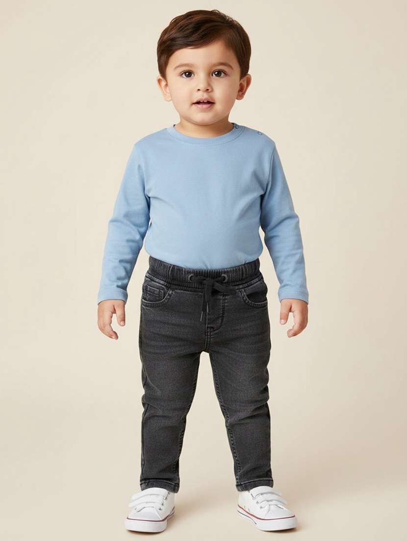 boys washed mid rise slim fit jeans