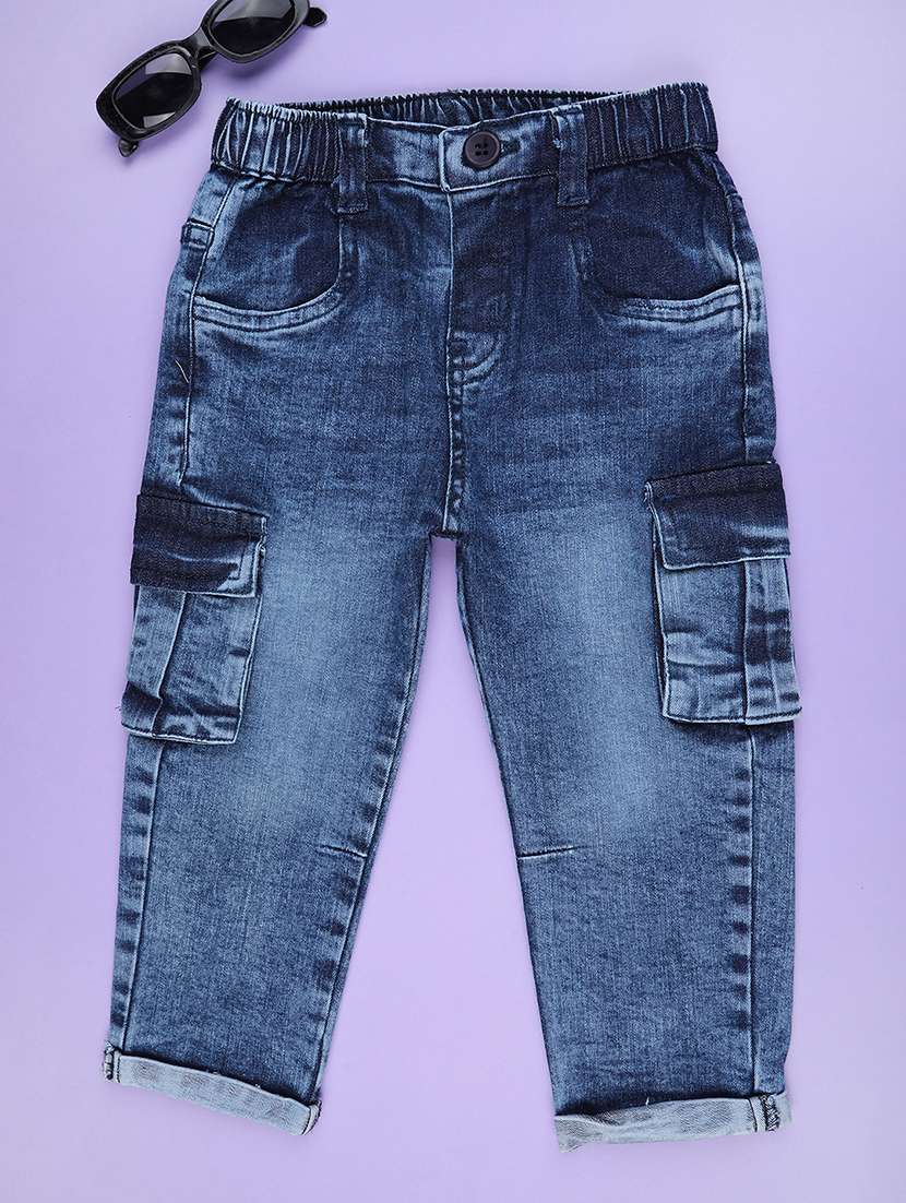 kids blue poly cotton plain jogger