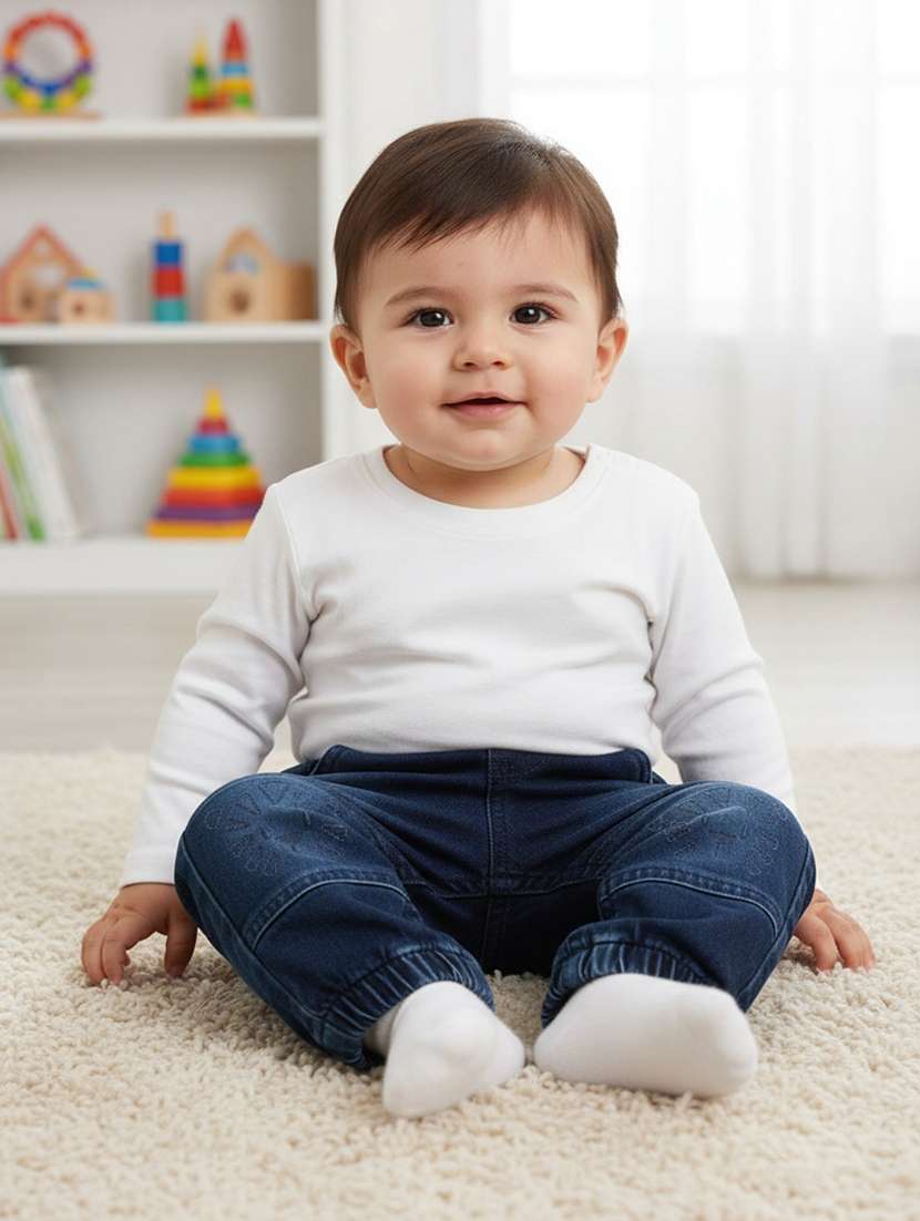 blue poly cotton plain jogger