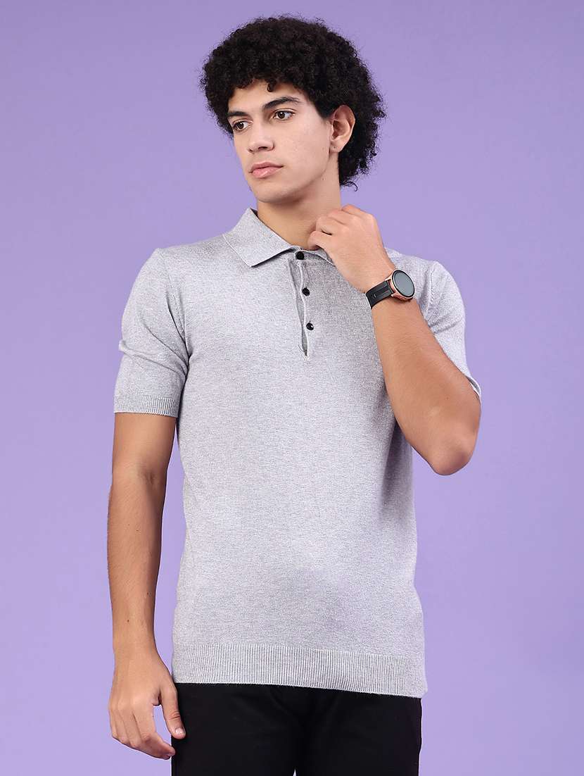 men solid short sleeve polo t-shirt