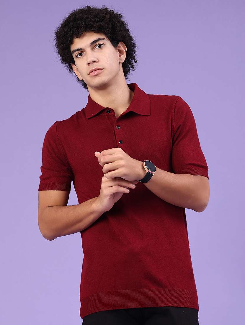 men solid short sleeve polo t-shirt