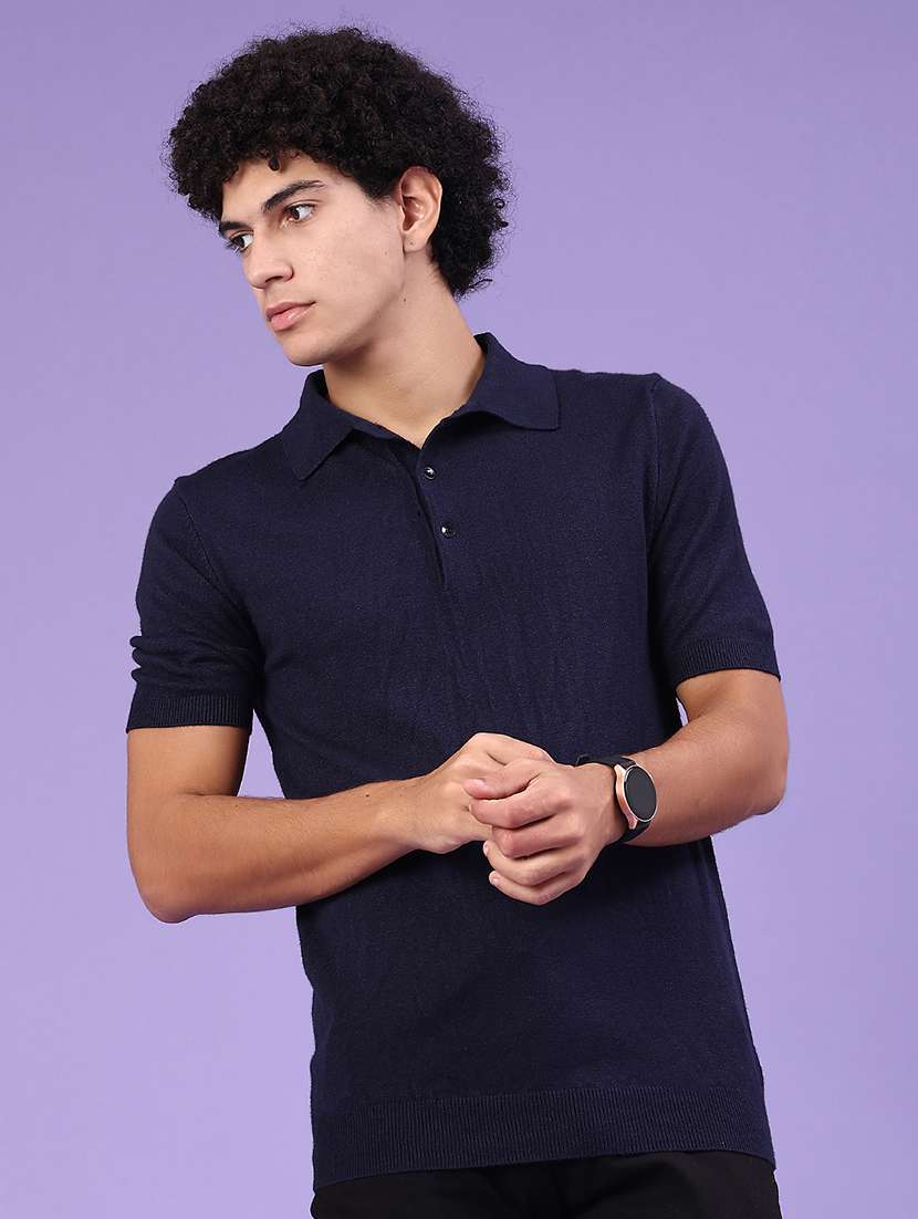 men solid short sleeve polo t-shirt