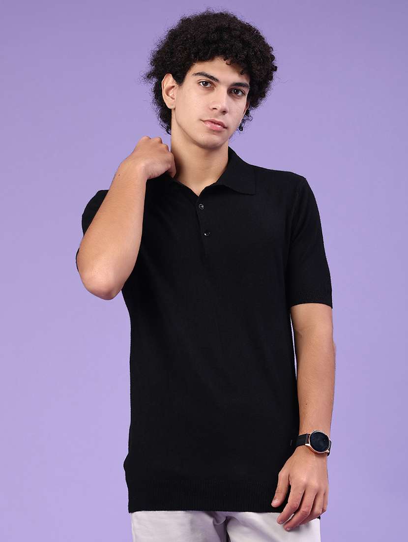 men solid short sleeve polo t-shirt