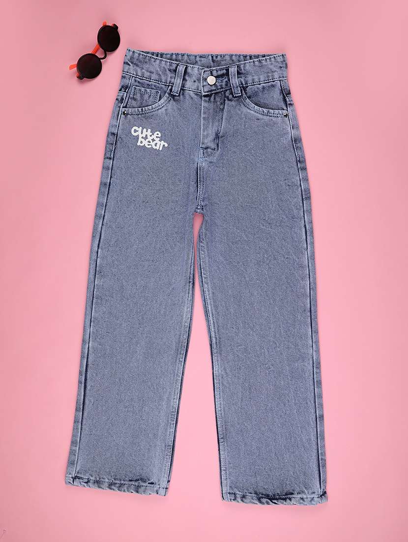 girls solid mid rise straight jeans