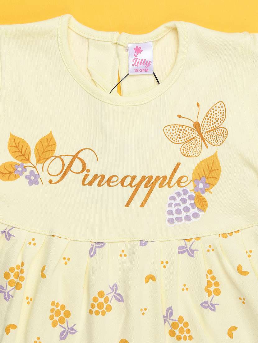 girls printed short sleeve frock with blommer - 22336678 -  Standard Image - 3