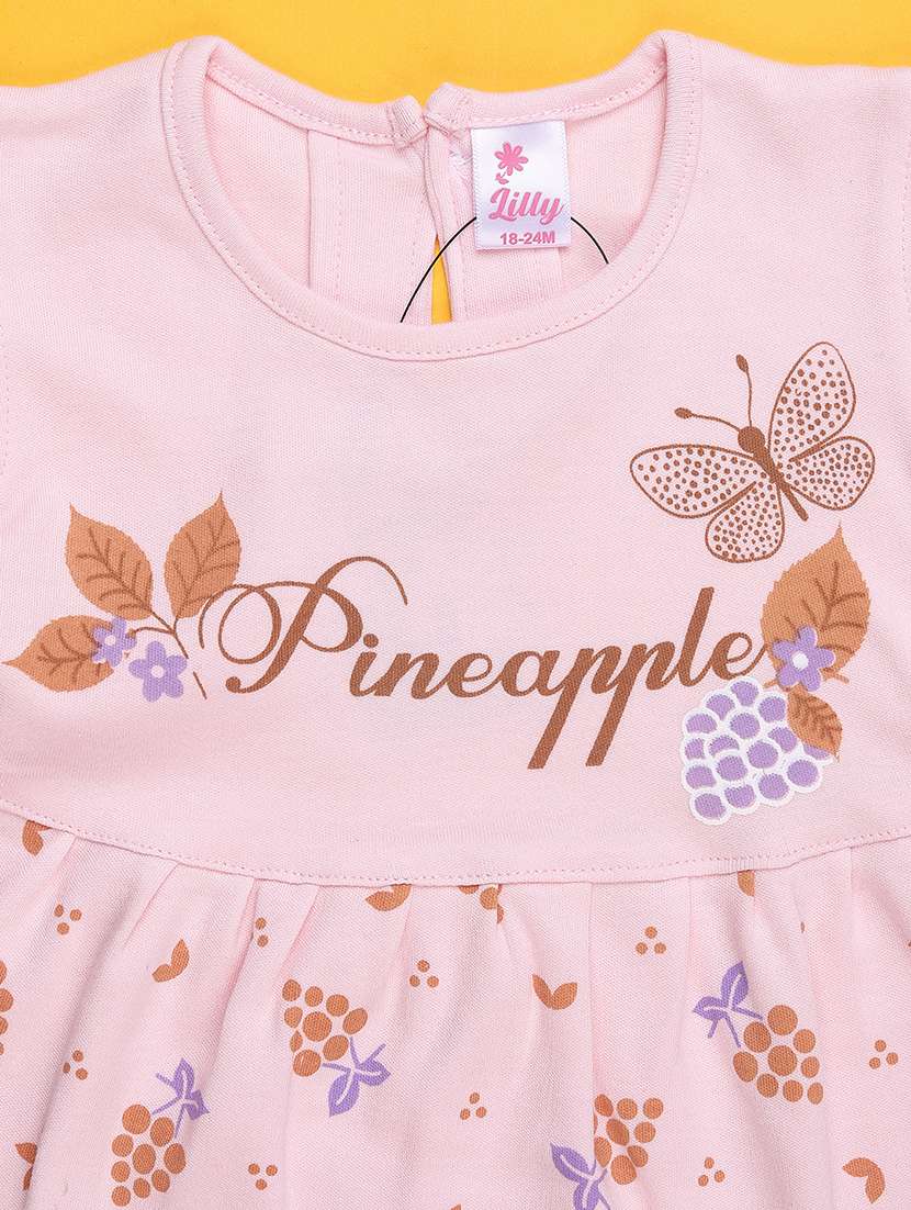 girls printed short sleeve frock with blommer - 22336679 -  Standard Image - 3