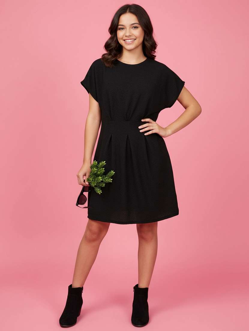 black cotton aline dress