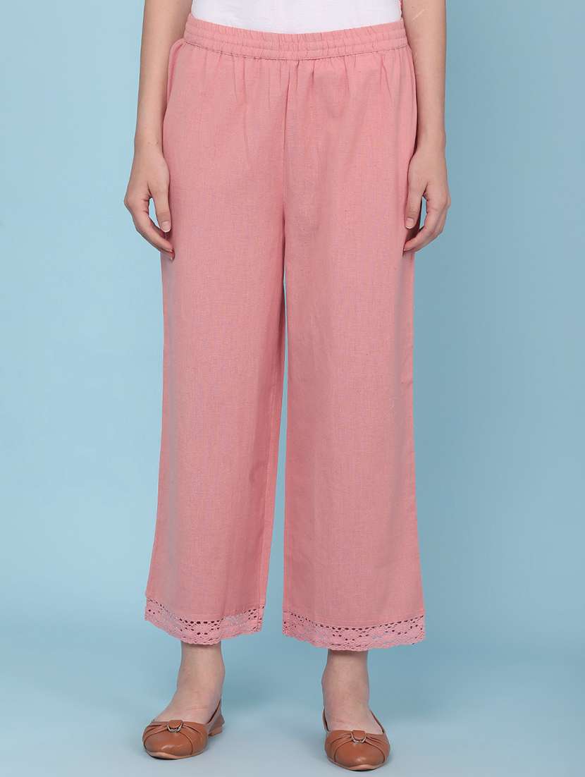 women solid with work mid rise straight trouser