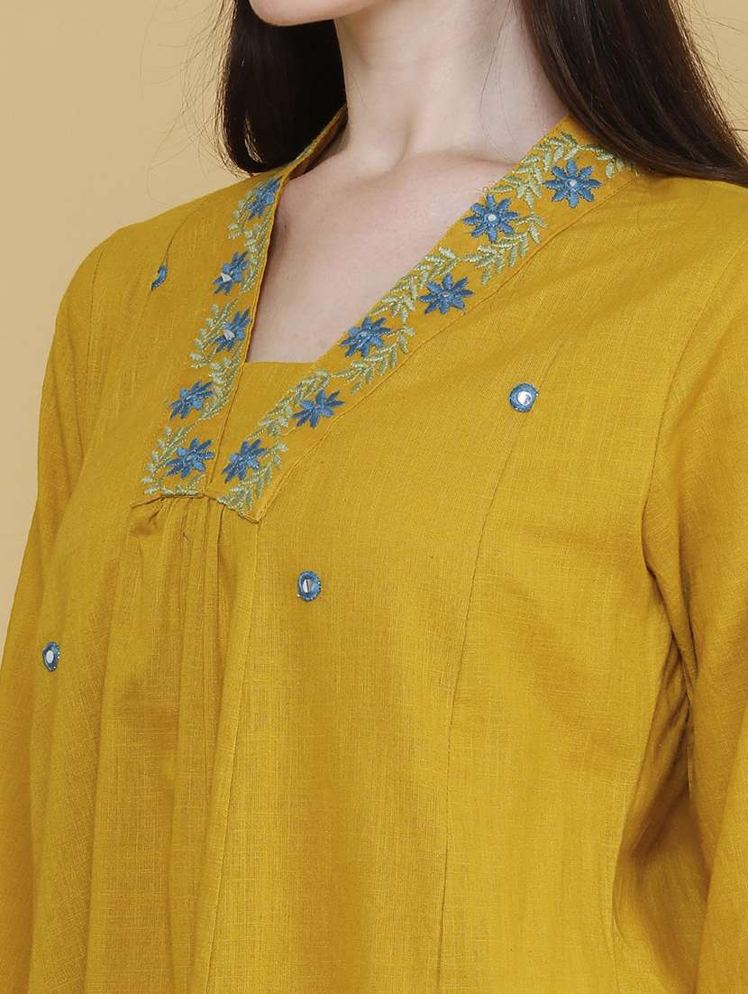 women embroidered three quarter sleeve a-line kurta - 22336724 -  Standard Image - 5