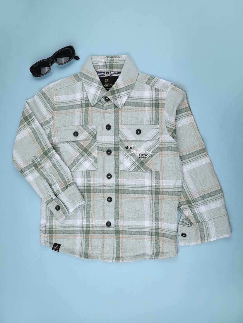 boys checkered long sleeve collared shirt