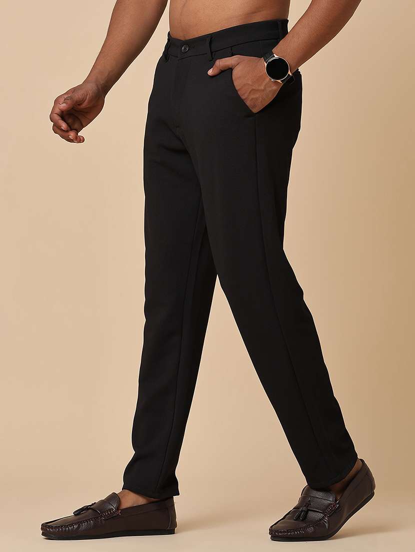 men solid mid rise flat front formal trouser - 22336785 -  Standard Image - 3