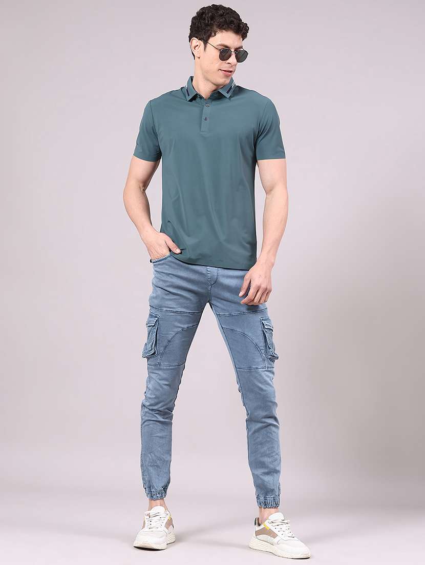 men's green seamless polo-t-shirt with tonal stitching slim fit breathable  stretch - 22336799 -  Standard Image - 3