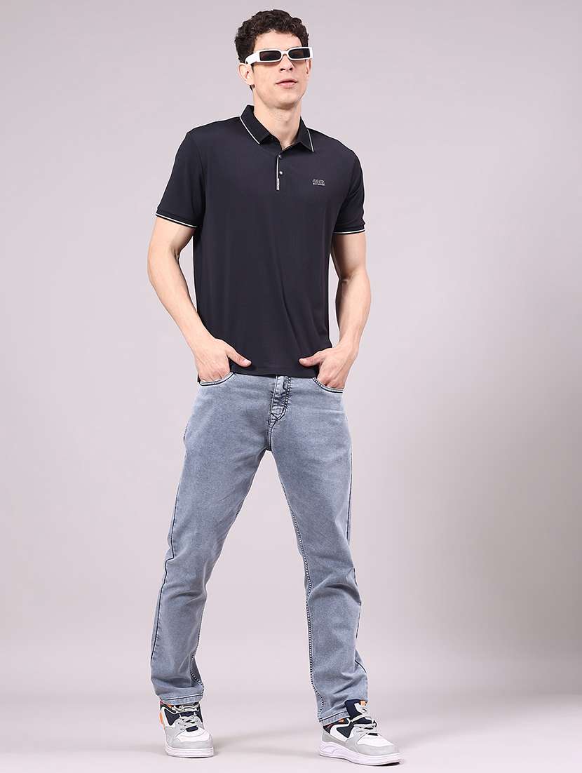 men's black seamless polo-t-shirt with tonal stitching  slim fit breathable stretch - 22336810 -  Standard Image - 3