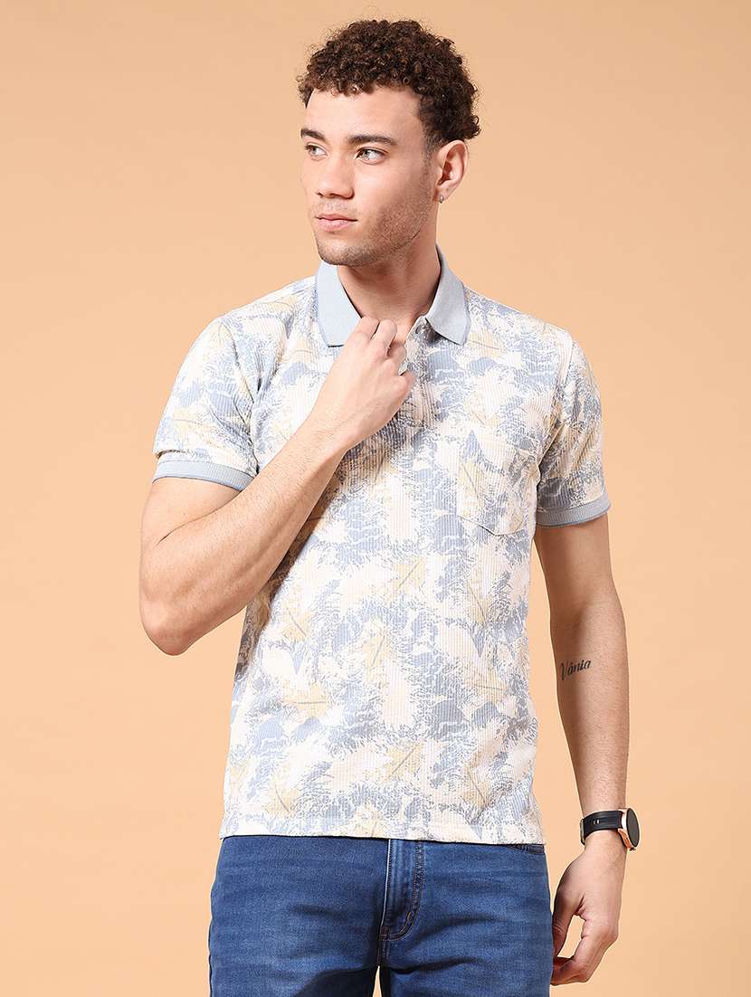 men printed short sleeve regular fit polo t-shirt