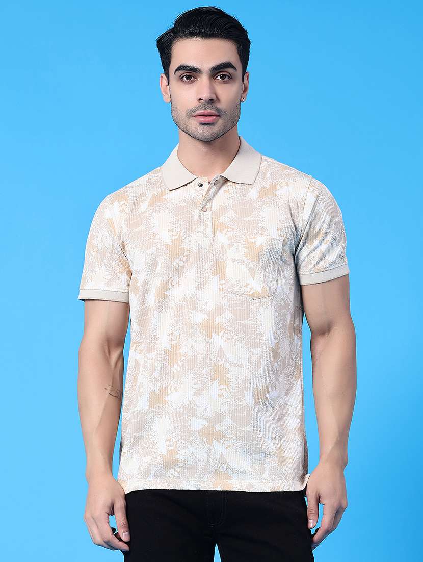 men printed short sleeve regular fit polo t-shirt