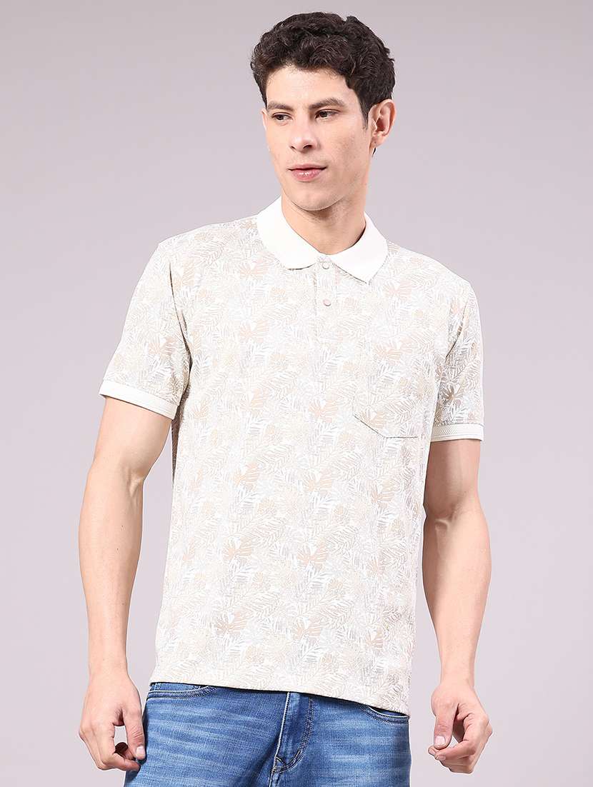 men printed short sleeve regular fit polo t-shirt